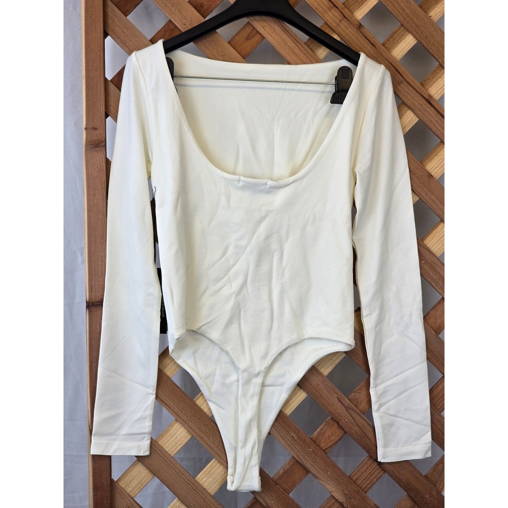 Forever 21 Sculpt Bodysuit Womens Large Egret White Butter Seamless - NEW